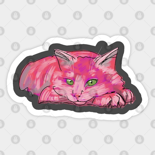 Cotton Candy Cat Sticker by ElsewhereArt